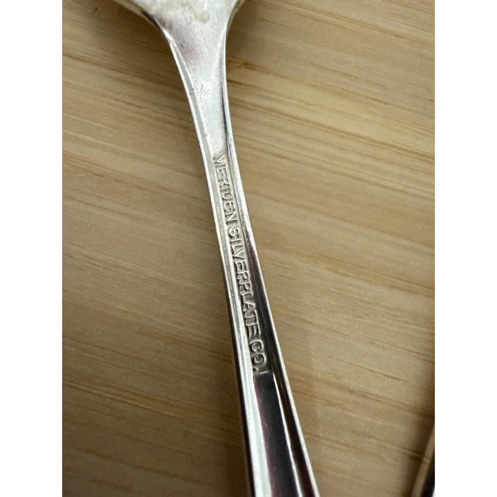 Meridian Silverplate Hostess Serving Utensils Set of 3 Bon Bon Leaf Sugar Spoons